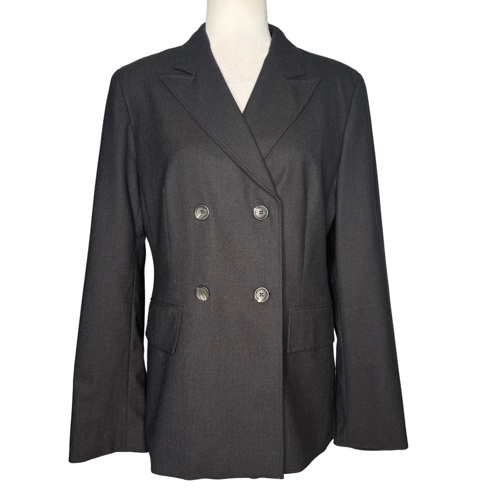 Banana Republic Gray Double Breasted Wool Blazer Jacket Size 10 Y2K 2002 Italy